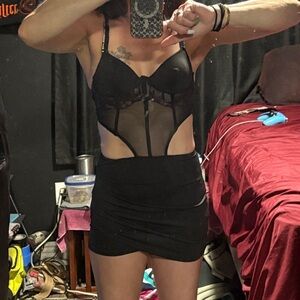 The Body Shop Black Mesh Mini Dress